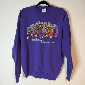 Vintage Hanes Purple Graphic Men's Sweatshirt from 1996